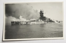 Burning Graf Spee Wreck Platt Estuary Scuttled RPPC Postcard German Warship picture