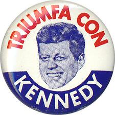 Official 1960 Campaign TRIUMFA CON John KENNEDY Hispanic Outreach Button (1660) picture