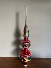 Vintage Mercury Glittered Glass Christmas Tree Topper Original Box Germany picture