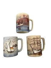 Vintage Set Lot of 3 Otagiri Coffee Tea Mugs Nautical Theme Japan picture