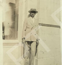 1930s HANDSOME YOUNG AFRICAN AMERICAN MAN IN HAT SERIOUS FACE Antique Vtg Photo picture