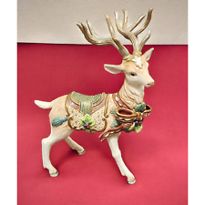 Fitz and Floyd Christmas Florentine Reindeer 13in Female EUC 1998-2002 picture