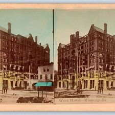c1880s Minneapolis, MN West Hotel Hand Colored Stereoview Real Photo Liberty V28 picture