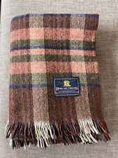 Highland Tweed Plaid Knit Fringe 100% Wool Scotland Blanket Winter Green Pink picture