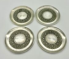 RARE Set Of 4 Vintage SIAM Thailand Pewter Drink Coasters picture