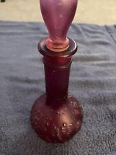 VTG  Avon Skin So Soft Bath Oil Glass Genie Bottle Embossed Grapes Purple Pink picture