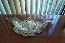 Vintage Clear Glass Fruit Bowl Decorative Handles  Centerpiece Glassware Retro picture