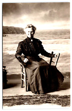 RPPC Detailed Studio Portrait Confident Smile Serene Senior Woman on Beach A16 picture
