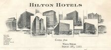 1931 Hilton Hotels of Waco, TX Texas Letterhead RE: Fire & Theft Insurance A6 picture
