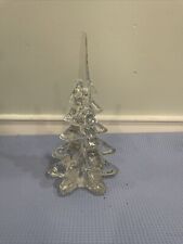 Vintage Clear Crystal Art Glass Christmas Tree Paperweight Decor 8