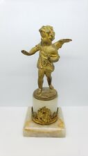 Antique bronze putti angel on marble base statue  picture