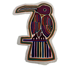 Kuna Mola Art BIRD Motif Colorful  Applique Panama VTG Original Handmade Rare picture