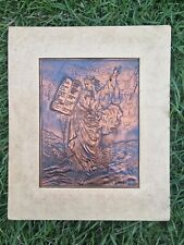 Rare Vintage Moses and the 10Commandments Signed CMC Copper ArtJudaica 1957 picture