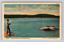 Yellowstone National Park, Fishing Cone And Lake, #35241P Vintage c1939 Postcard picture