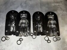 2/Vtg.Teddy Bear Holding Christmas Tree Vintage Candy Chocolate Tin Mold Clamps picture