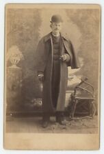 c1880s Cabinet Card Man w. Mustache Wearing Cape & Hat Holding Cigar Hanover, PA picture
