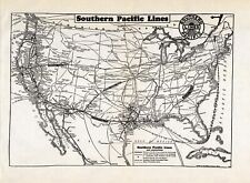 1941 Antique SOUTHERN PACIFIC Railroad Map Vintage Railway Map 808 picture