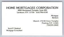 Vintage Business Card Home Mortgage Corporation Mortgagee Flushing NY Levittown picture