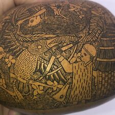 Peruvian Folk Art Antique Hand Carved Immaculate Detail Jungle Hunting Scene picture