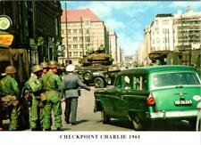 Berlin, Germany  CHECKPOINT CHARLIE~1961  Military~Tank~Car  4X6 Modern Postcard picture