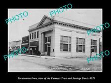 OLD 6 X 4 HISTORIC PHOTO OF POCAHONTAS IOWA VIEW OF THE FARMERS BANK c1920 picture