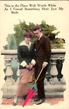 Vintage 1918 Young Couple in Love Romance Found Someone Special Postcard picture