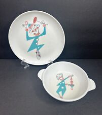 1957 Brookpark Melamine 'Oopsie The Clown’ Plate And Bowl Circus Child Vtg Retro picture