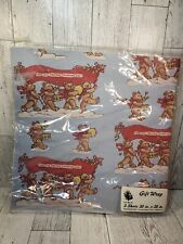 Vtg Evergreen Press Christmas Teddy Bear Wrapping Paper 3 Sheets 20