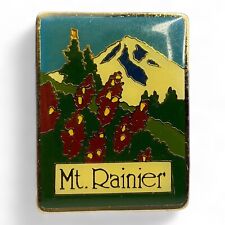 Mt Rainier Washington Vintage Gold Tone Cloisonne Enamel Refrigerator Magnet picture