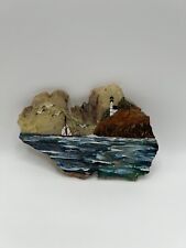 Vintage Moss Agate Hand Painted Seascape picture