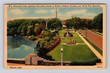Warren OH-Ohio, Aerial Monument Park, Antique, Vintage c1956 Souvenir Postcard picture