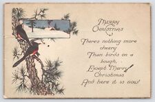 Merry Christmas~PM 1934~Blackbirds On A Tree Branch~Wintertime & A Short Poem~ picture
