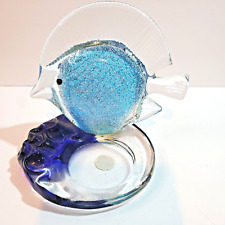 Vintage Partylite Candle Holder Fish Art Glass Shimming Tea Light Ocean Nautical picture
