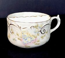 Mustache Tea Cup Bag Holder Embossed Floral 22K Gold Trim Porcelain Antique C190 picture