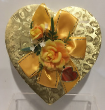 Fanny Farmer Valentine Box and Yellow Satin Heart  Flower 9 X 10 X 1.5 picture