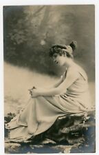 Woman in Forest Postcard French RPPC Reutlinger Paris Unposted Unused picture