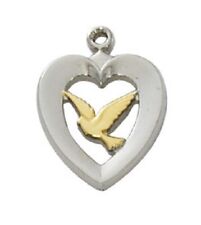 HEART WITH DOVE NECKLACE, GOLD OVER STERLING SILVER, 18 INCH CHAIN picture