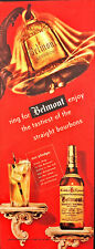 1949 Belmont Bourbon Whiskey Print Ad Gold Bell Ringing Bottle & Glass picture