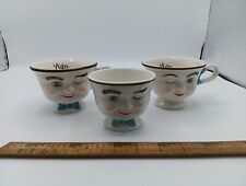 3× Bailey's Irish Cream Coffee Tea Cups Yum Winking Mens And Woman Bow Pearls picture