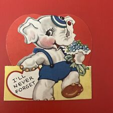 VTG Bifold A-American-Card Valentine Elephant W/ Flowers I’ll Never Forget You picture