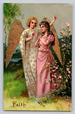 c1910 Angel Woman Gold Gilt Faith Christmas  P812 picture