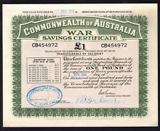 Australia.. 1943 (WW.11) War Savings Certificate for One Pound.  McFarlane sign. picture