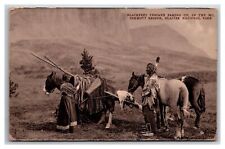 RPPC ~ BLACKFEET INDIANS PACKING UP C.1910S GLACIER NATIONAL PARK, MONTANA picture
