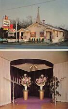 Vintage Color Postcard Golden Wedding Chapel 24hr purple altar free parking picture