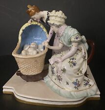 Rare Alsbach  Kister German Porcelain Mother And Grandma With Baby On Crib picture