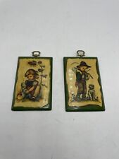 Vintage Hummel Prints on Wood Wall Plaques Pictures Goebel 1960's Pair (2) picture