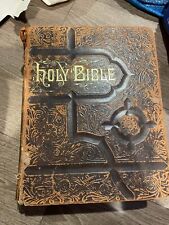 1886 Bradley, Garretson & Co. Holy Bible  Leather Huge Antique picture