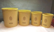 Vintage Tupperware Servalier Canister Golden Yellow Set of 4 W/ Lids Nesting 8pc picture
