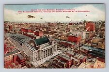 Chicago IL-Illinois, Birds Eye View Business District, Vintage c1915 Postcard picture