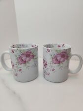 Vintage Cronin White Porcelain With Pink/White Flowers/Roses Coffee Tea Cups 2 picture